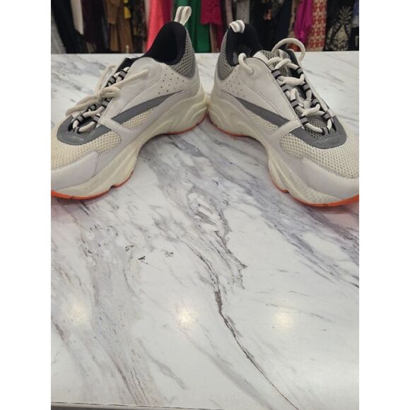 Dior Men’s Athletic Sneakers in White, Gray, Black with Orange Sole main image 12